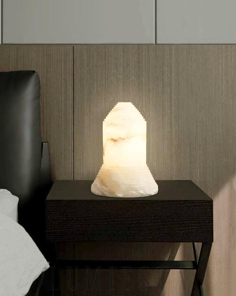 Lampa stołowa z alabastru Babel w nowoczesnym stylu 30cm