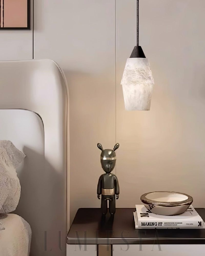 Lampa wisząca TEN MA DO z alabastrowym kloszem 12cm