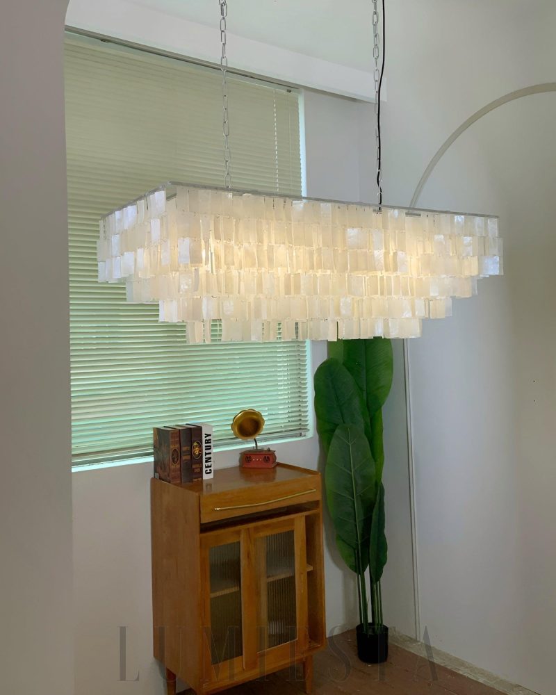 Lampa wisząca Skye prostokątna z naturalnych muszli 80cm 120cm