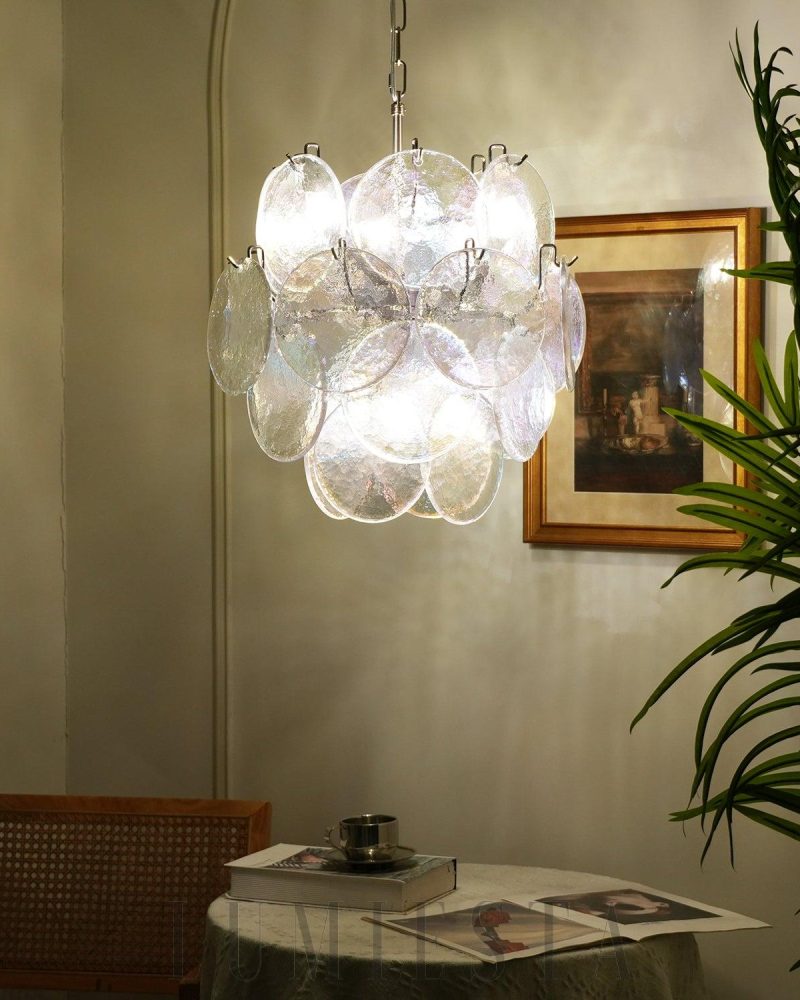 Lampa wisząca Vintage Murano z irydyzującym szkłem 45cm