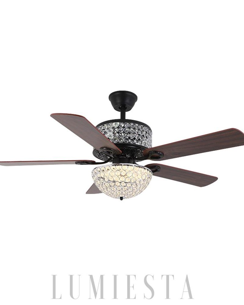 Elegancki wentylator sufitowy Tiffany Laure z kryształami 107cm