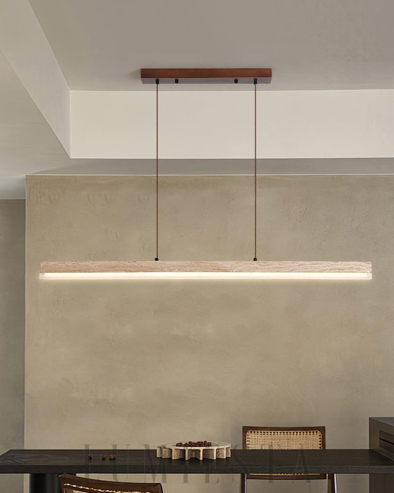 Lampa wisząca Linear Ecliptic z travertynu w nowoczesnym stylu
