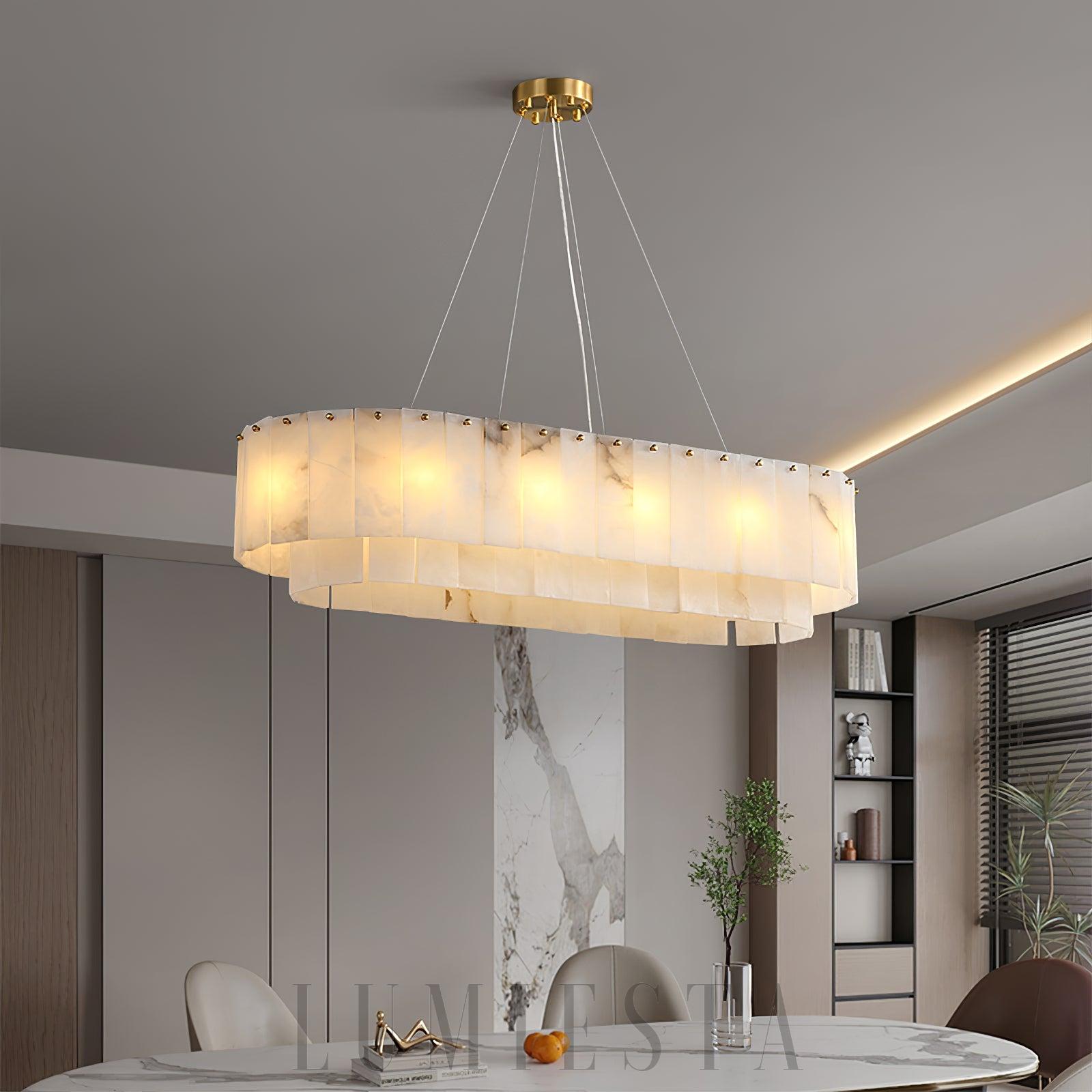 Lampa wisząca Pembridge Alabaster w złotym kolorze 100cm 120cm