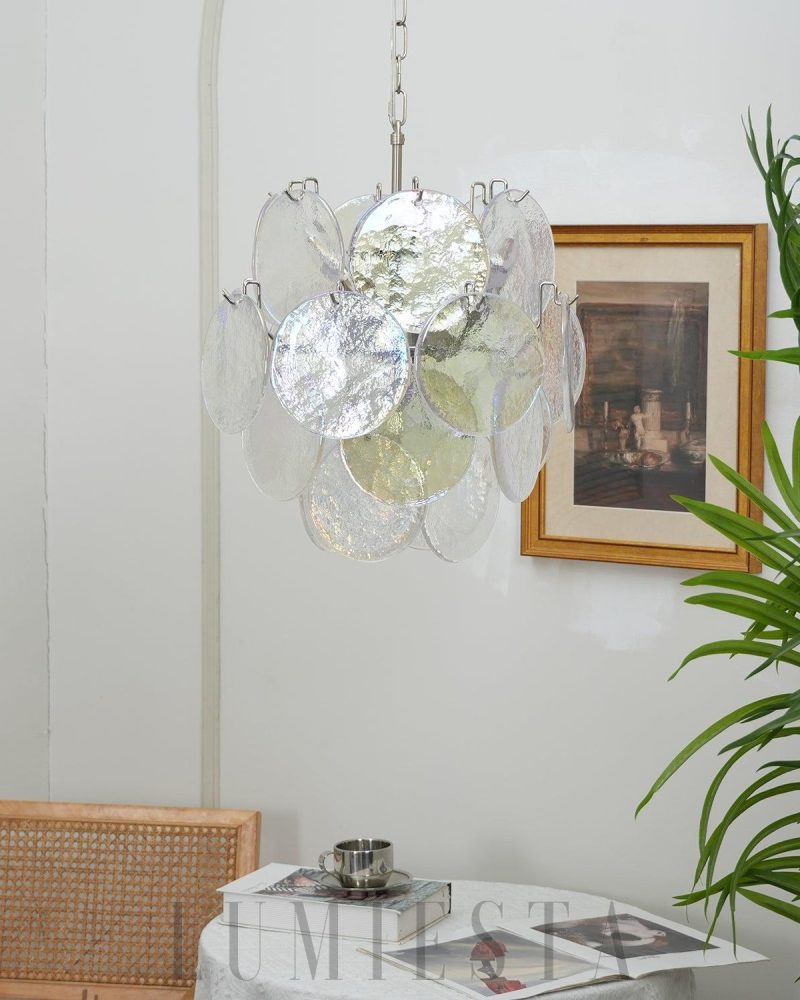 Lampa wisząca Vintage Murano z irydyzującym szkłem 45cm
