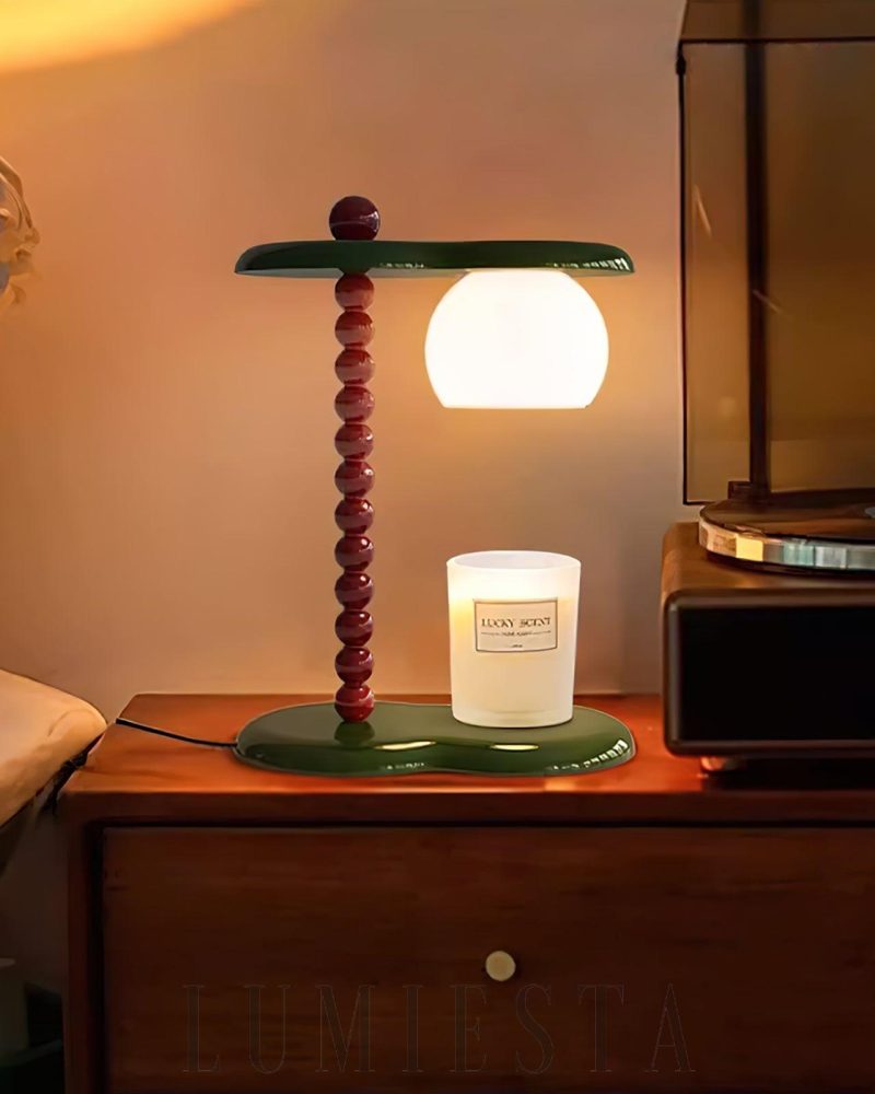 Lampa stołowa Everalda z podgrzewaczem świec w stylu nowoczesnym