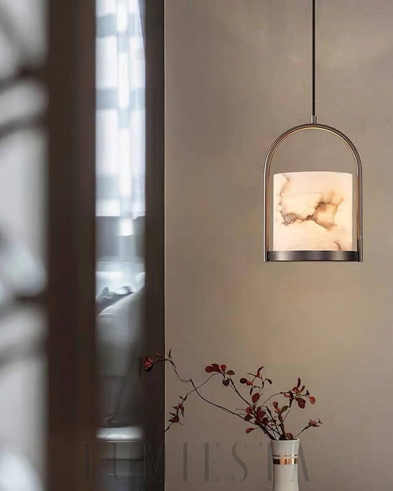 Lampa wisząca cylindryczna z marmuru o średnicy 20cm