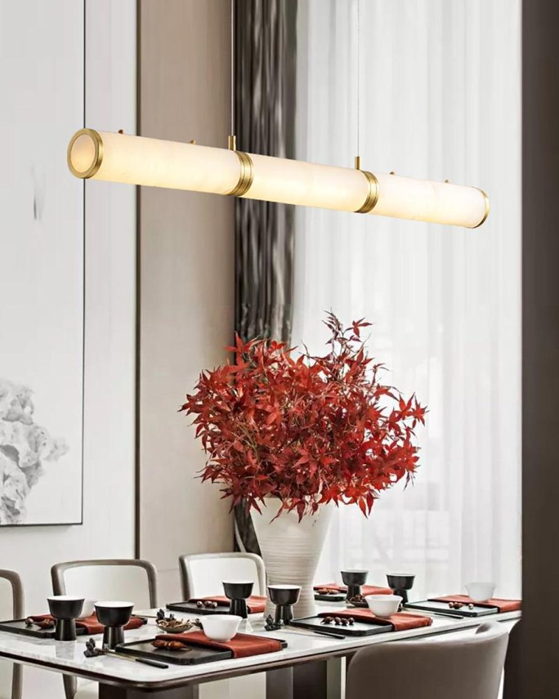 Lampa wisząca cylindryczna alabastrowa w białym kolorze
