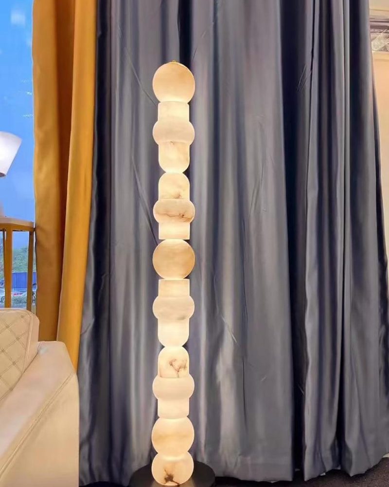 Lampa podłogowa Alabaster Kolumnowa w stylu nowoczesnym Biała i Czarna