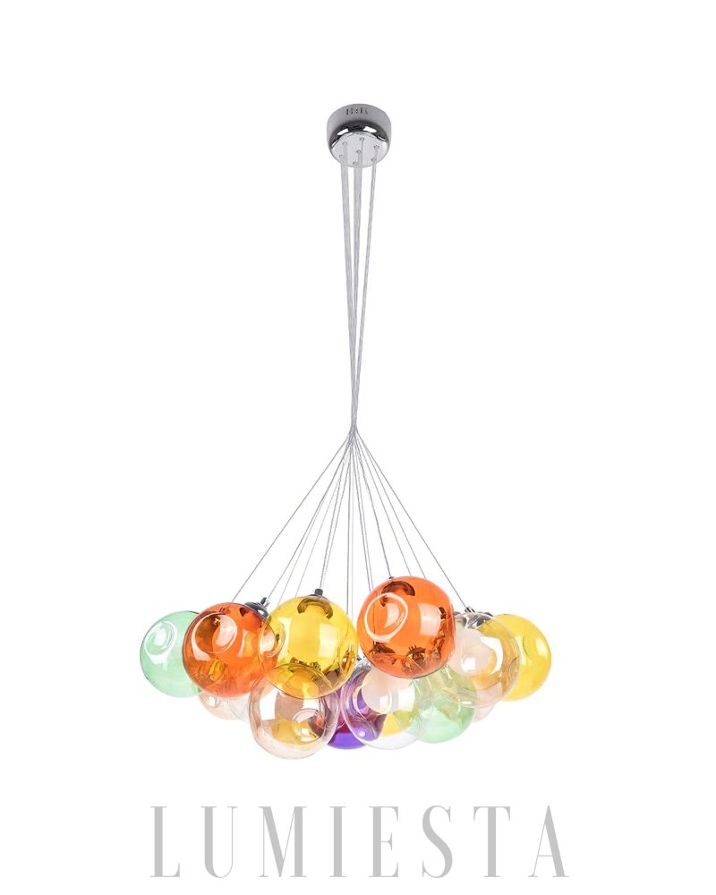 Lampa wisząca z wielokolorowymi kulami nowoczesny żyrandol