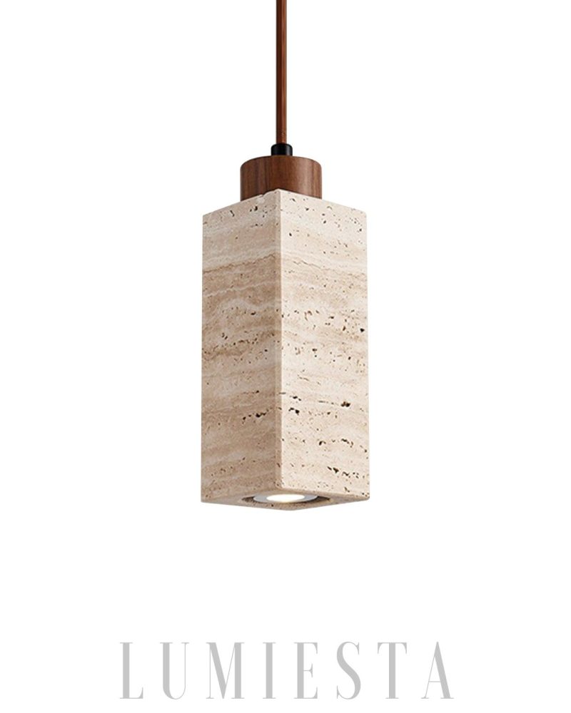Naturalna lampa wisząca z trawertynu w stylu nowoczesnym