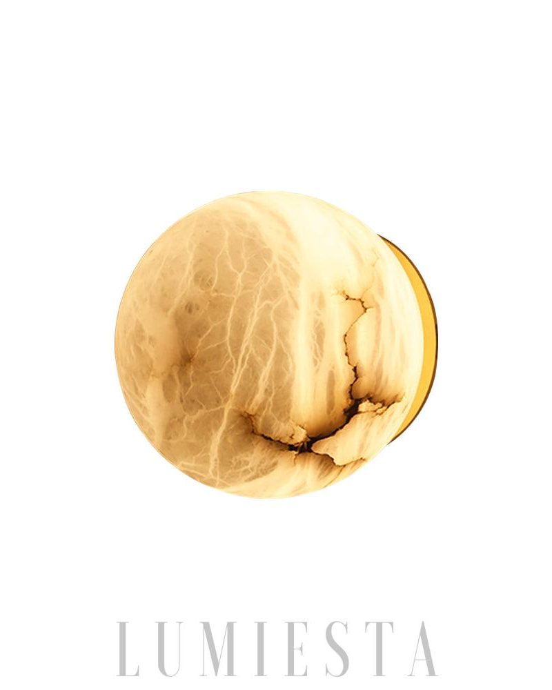 Elegancka lampa ścienna Alabaster w kształcie kuli Biały Złoty
