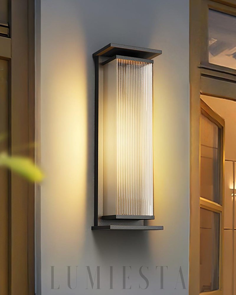 Nowoczesna prostokątna lampa ścienna do ogrodu czarna LED
