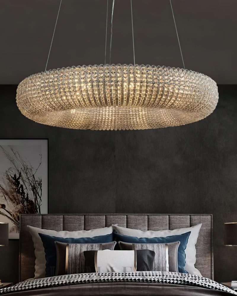 Lampa wisząca kryształowa przezroczysta okrągła 81cm
