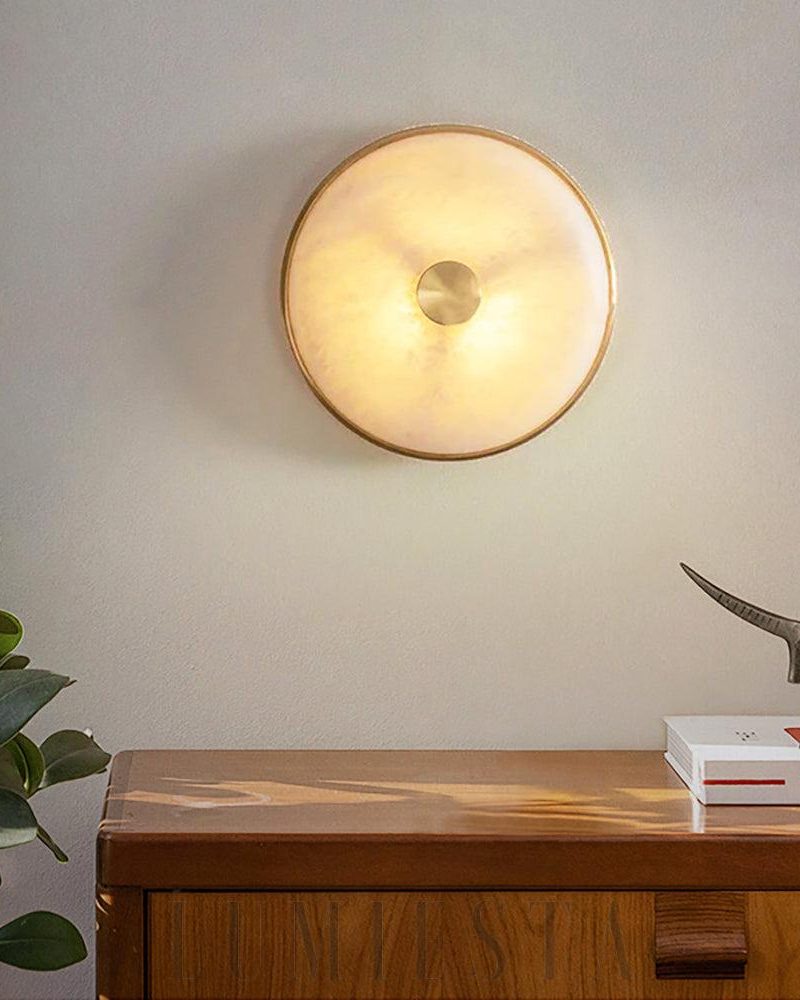 Lampa Ścienna Okrągła Alabastrowa 26cm Biała Ciepła Zimna Barwa