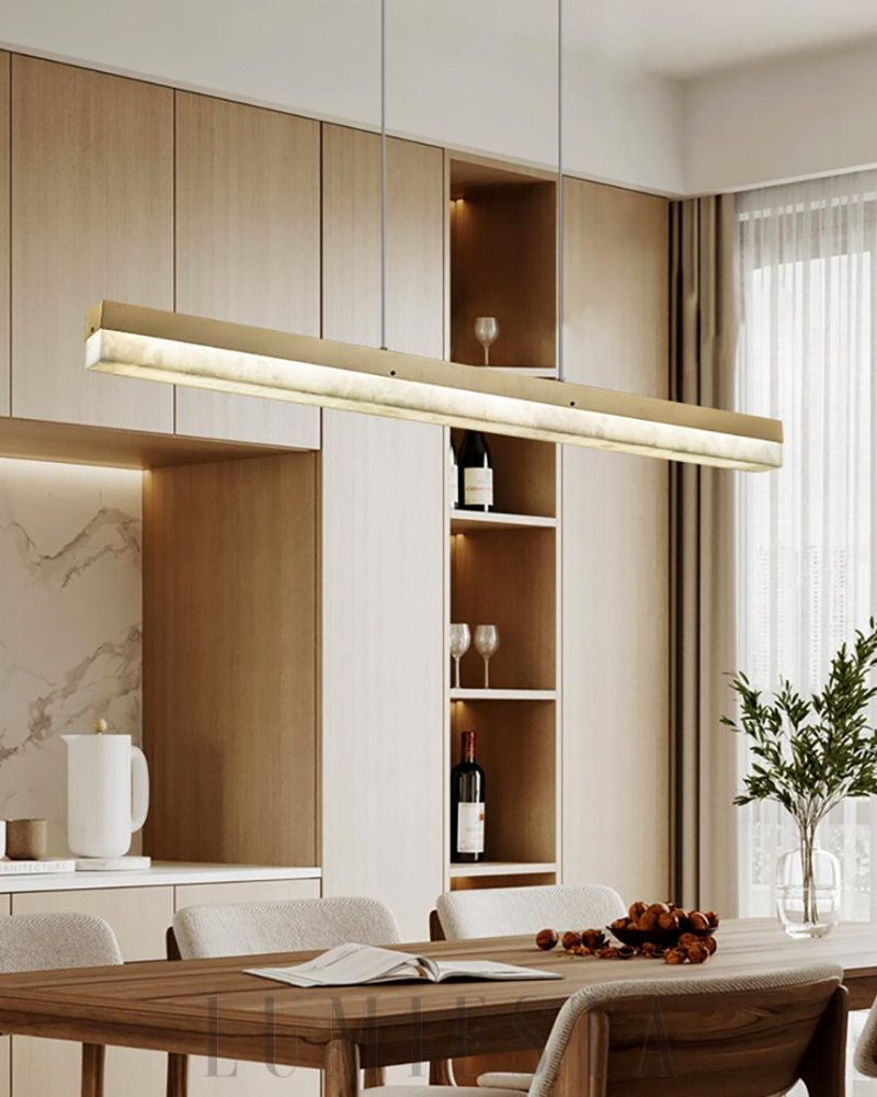 Lampa wisząca prostokątna Alabaster w kolorze złotym i białym