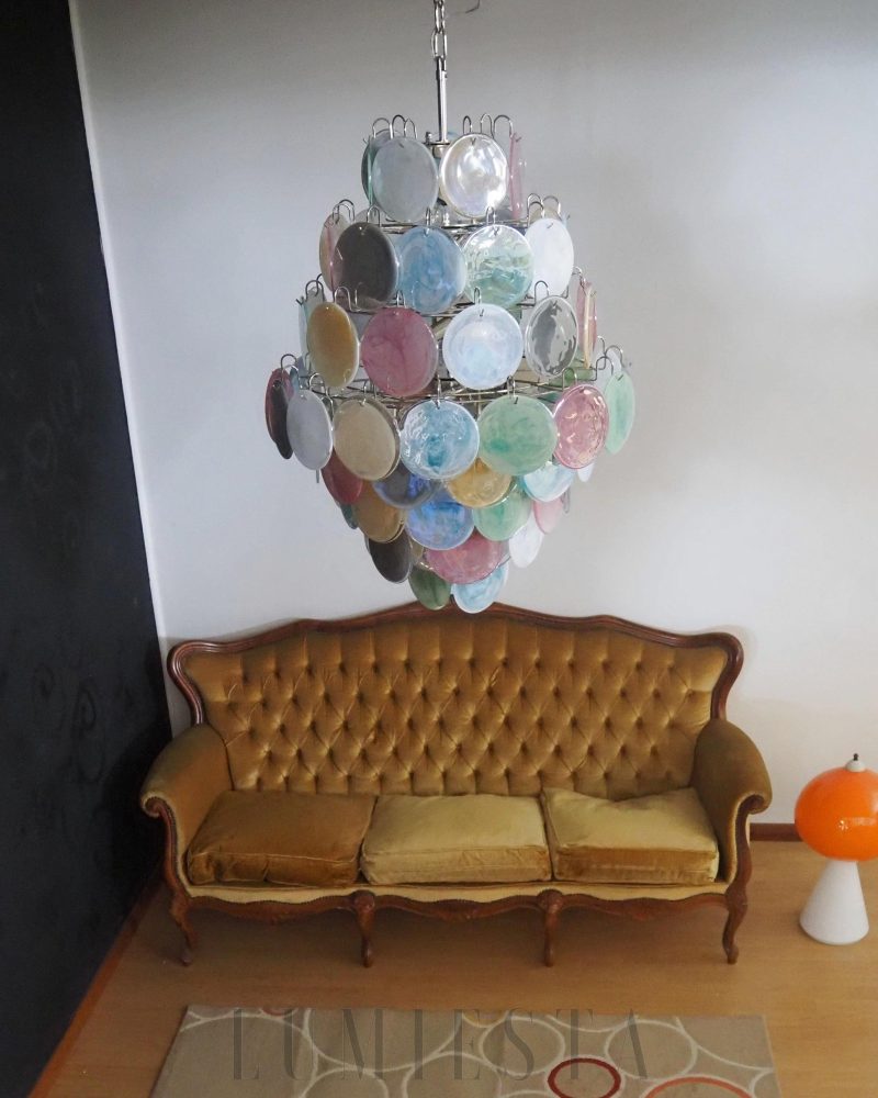 Lampa sufitowa Vintage Murano z kolorowymi dyskami 75cm