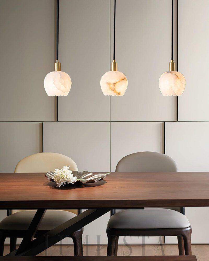 Lampa wisząca Lilin Alabaster w białym kolorze 13cm i 15cm