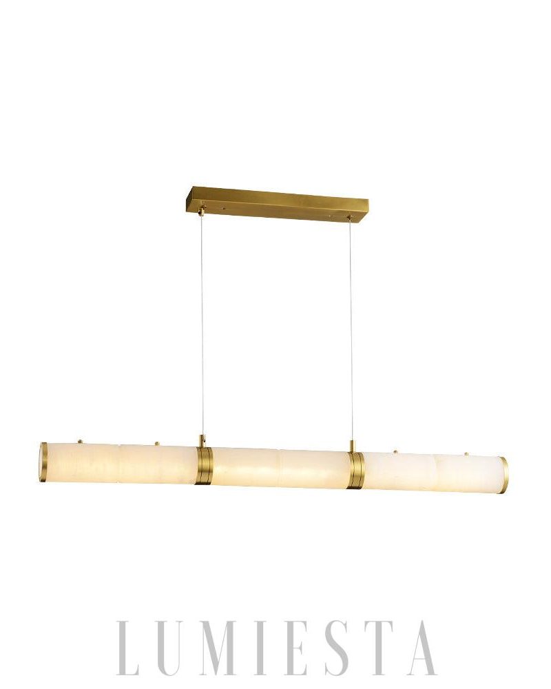 Lampa wisząca cylindryczna alabastrowa w białym kolorze