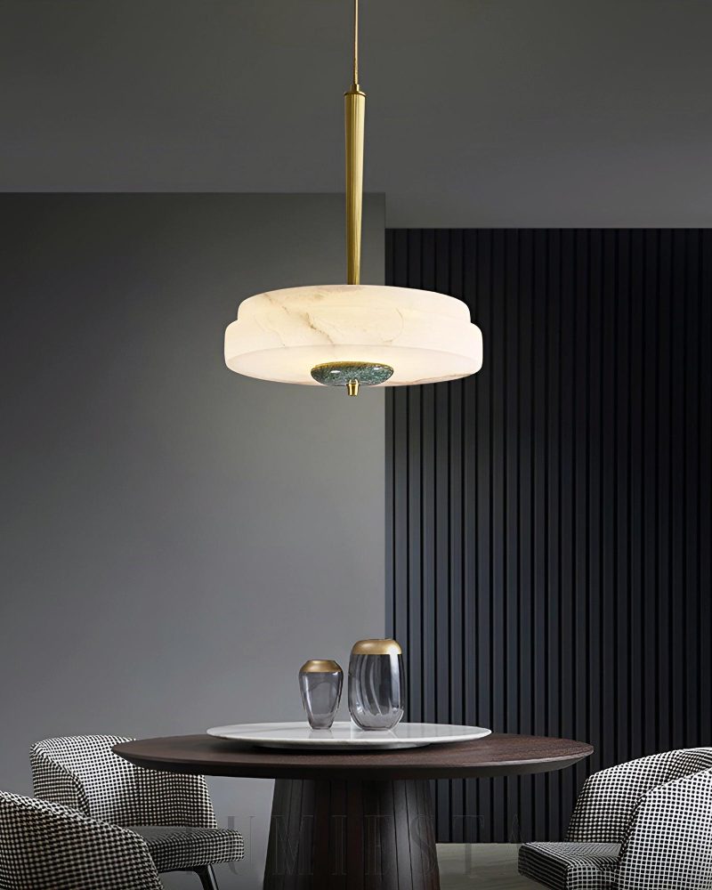 Elegancka lampa wisząca Alabaster Trave w białym kolorze 30cm