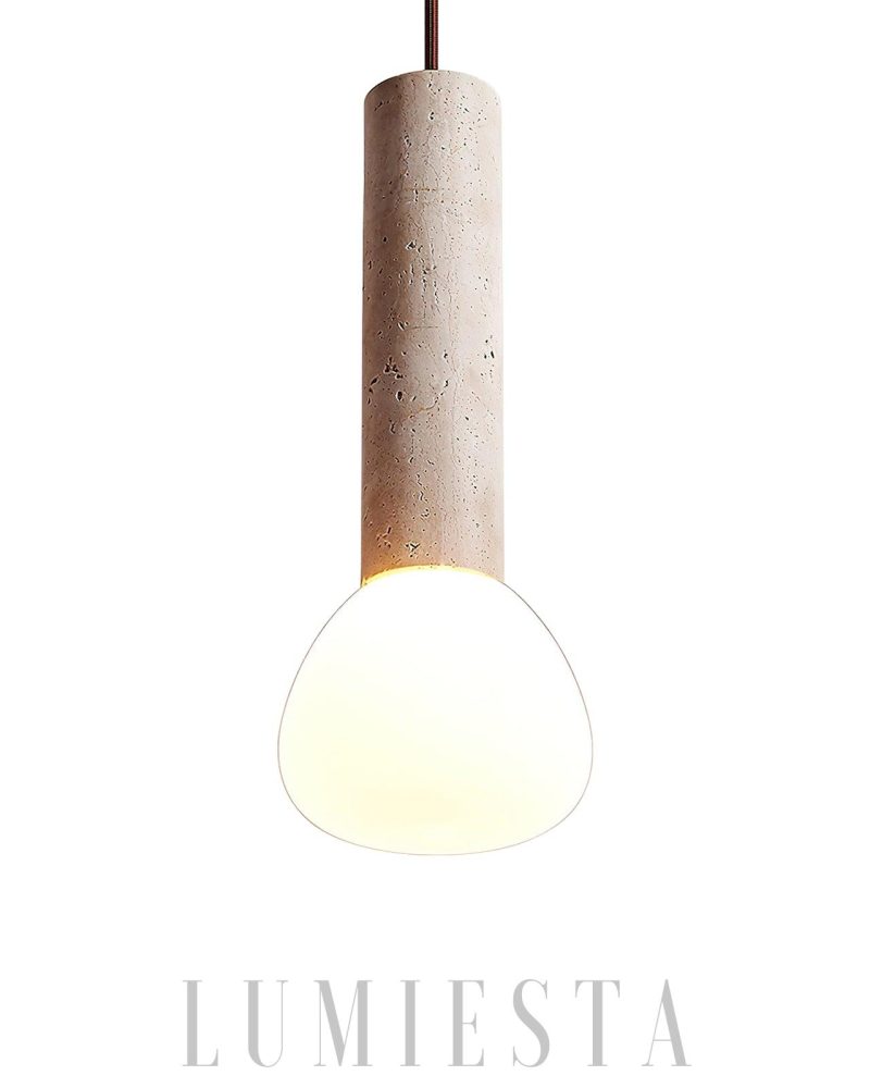 Lampa wisząca z travertynu w minimalistycznym stylu beżowa