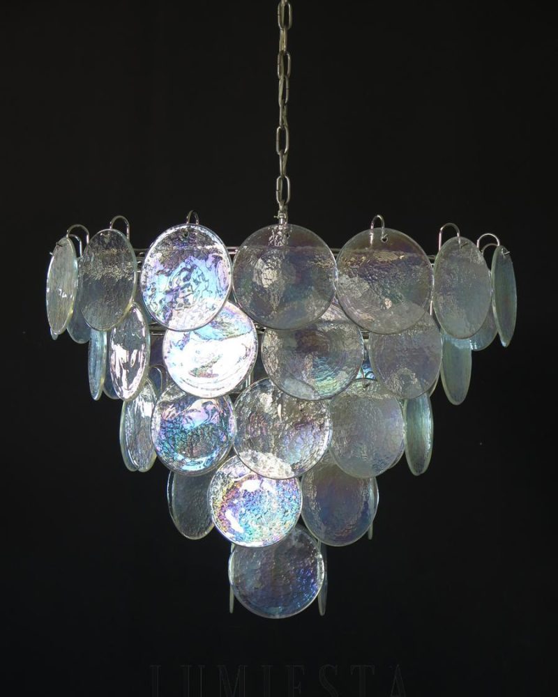 Luksusowy żyrandol Murano w kształcie dysku iryzujący 70cm