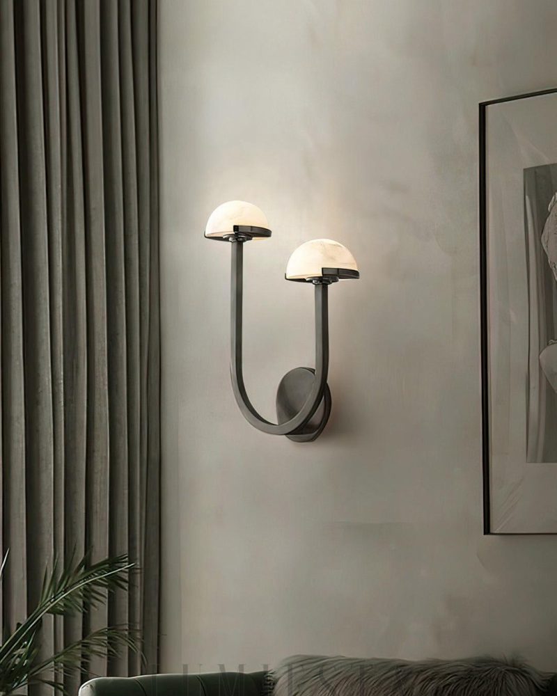 Lampa ścienna Alabaster w kształcie grzyba złota i biała