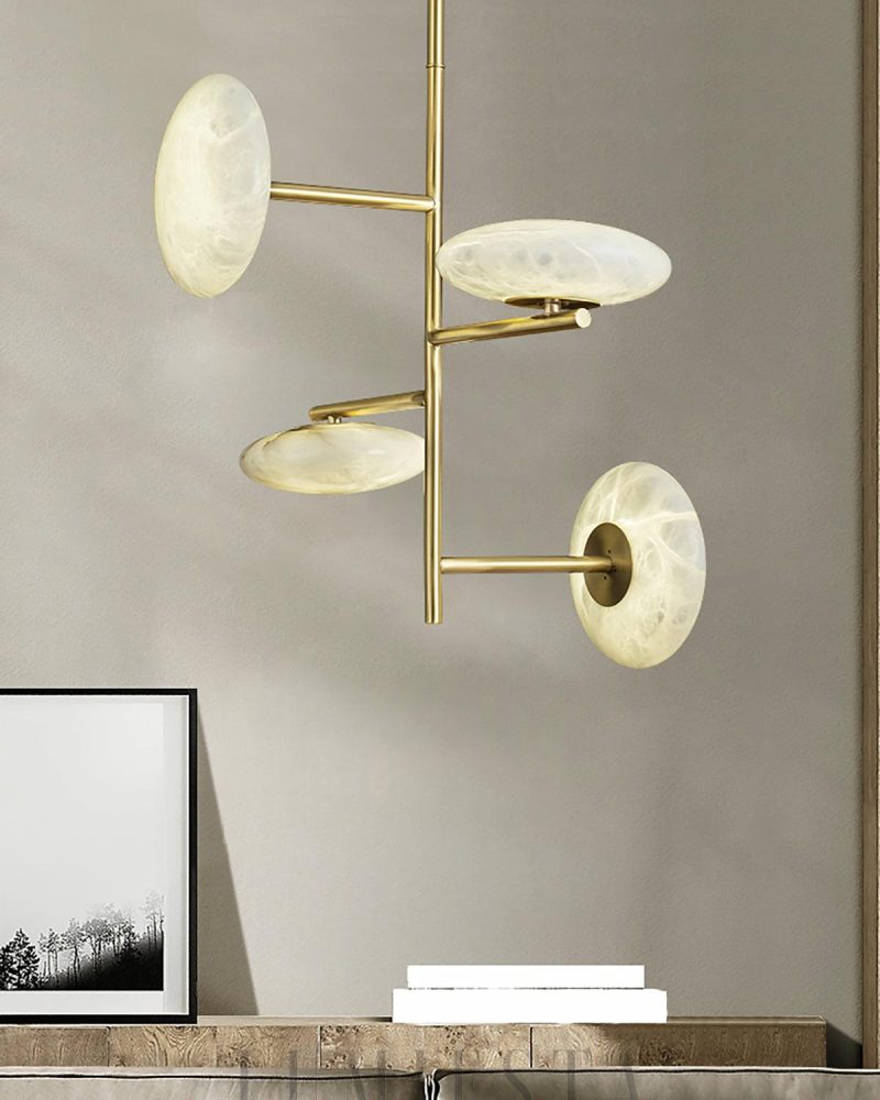 Luksusowy żyrandol alabastrowy złoty 58cm nowoczesny design