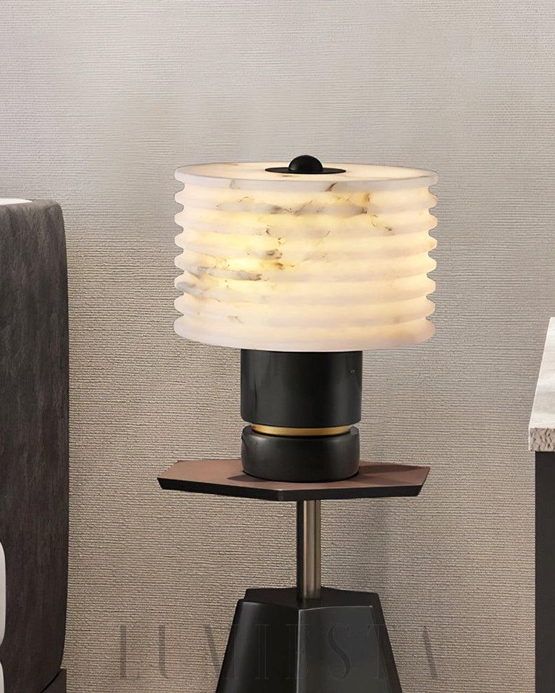 Lampa Stołowa Alabaster Outela Mosiądz Stylowa Czarna i Biała