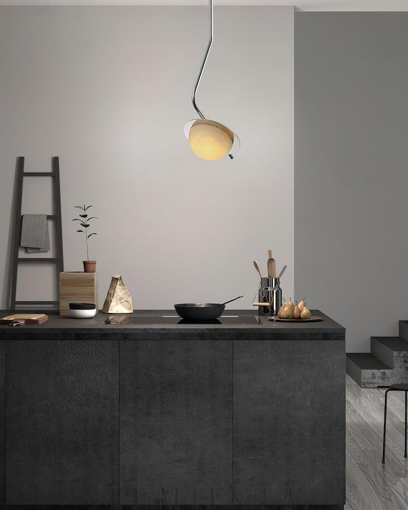 Lampa wisząca Alabaster Chic 20cm biała chromowana elegancka