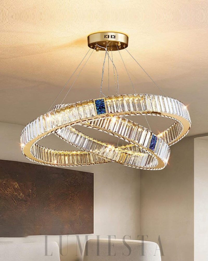 Lampa wisząca Roman Ring złoty kryształowy żyrandol 40 60 80 100 cm