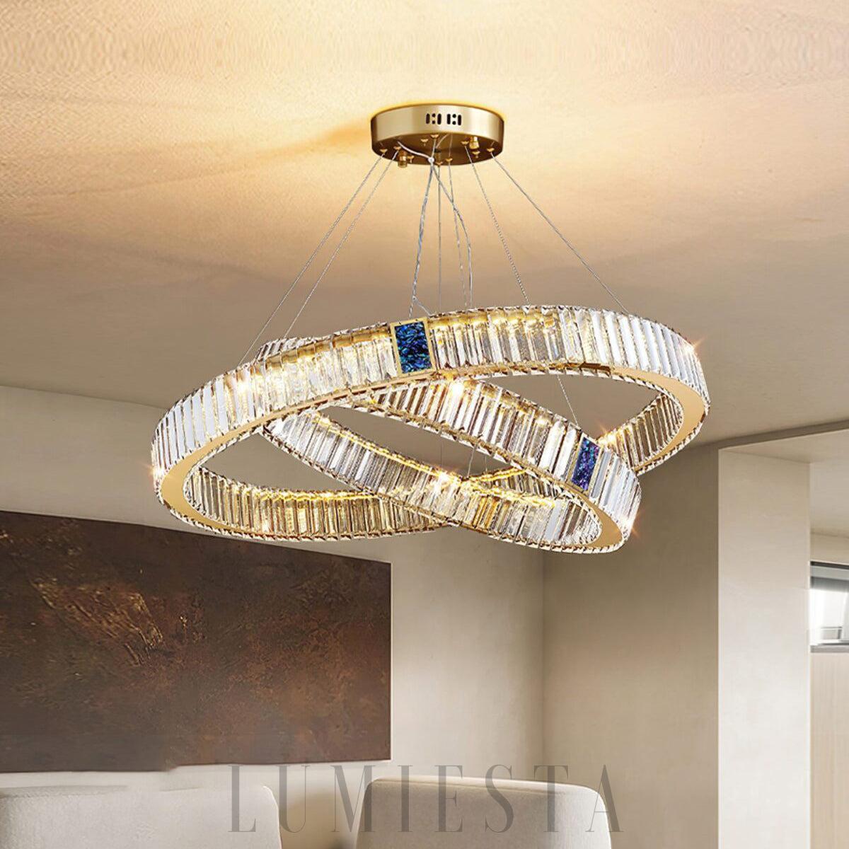 Lampa wisząca Roman Ring złoty kryształowy żyrandol 40 60 80 100 cm