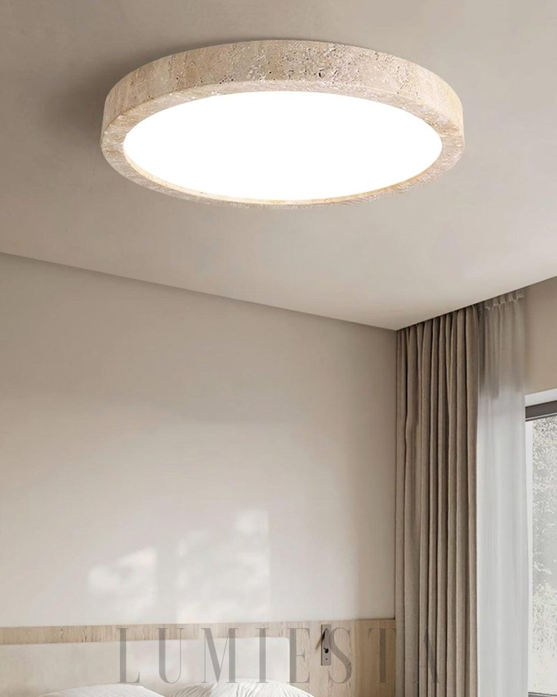 Lampa sufitowa Horizon Travertine okrągła beżowa LED 38-58cm
