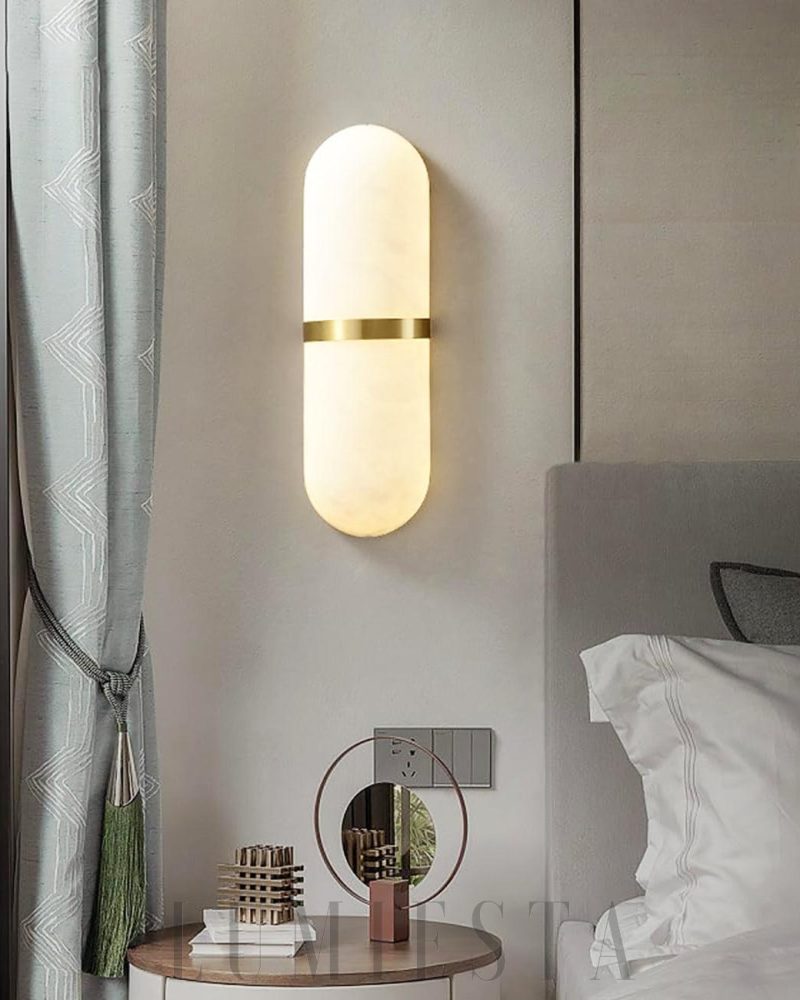 Lampa ścienna Melange Pill Alabaster w kształcie pigułki
