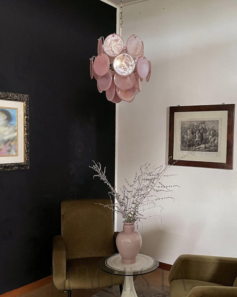 Lampa sufitowa Vintage Murano Różowy Kryształowy Żyrandol 45cm