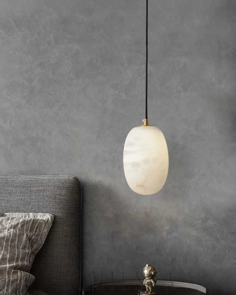 Lampa wisząca Alabaster w kształcie kamienia z mosiądzu 10x15cm