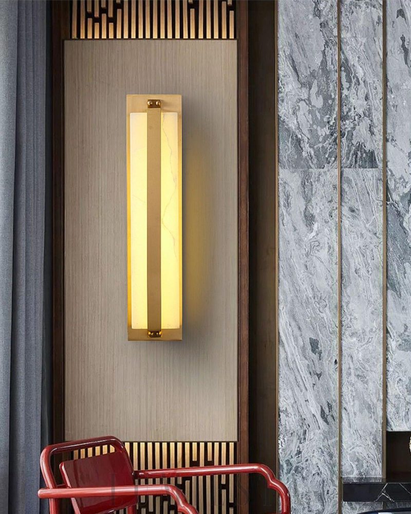 Lampa ścienna alabastrowa Modern Silex złota 45cm ciepłe światło