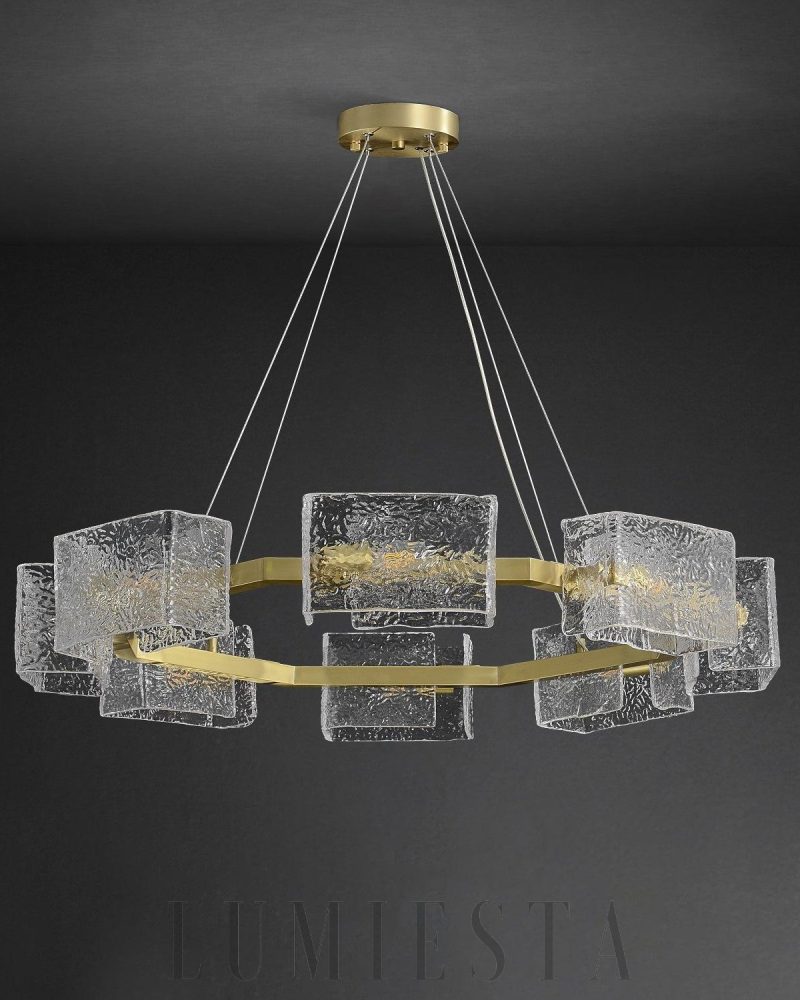 Lampa wisząca szklana w stylu wodnego falowania 89cm