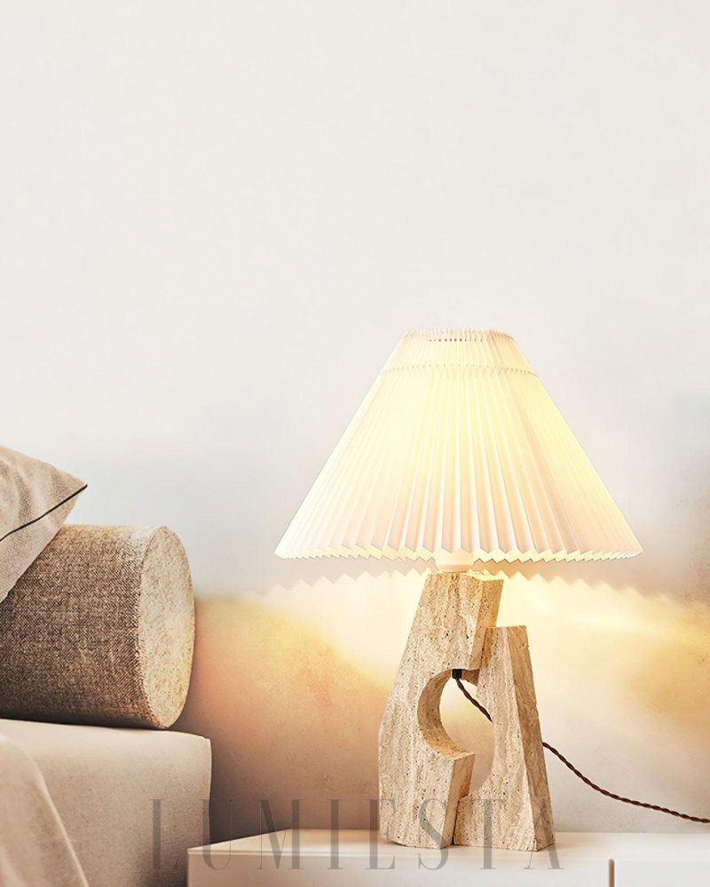 Lampa stołowa z trawertynu w stylu nowoczesnym 43cm