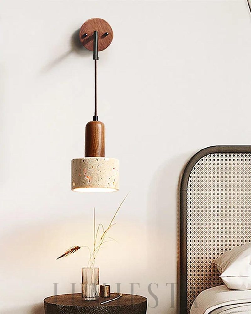 Lampa ścienna Tia Travertine w żółtym kolorze styl rustykalny