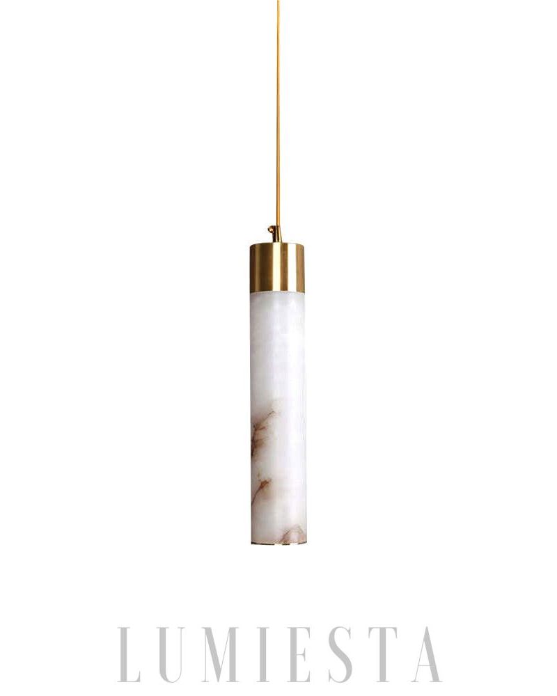 Lampa Wisząca Tala Alabaster Mosiądz Biały Alabaster 30cm