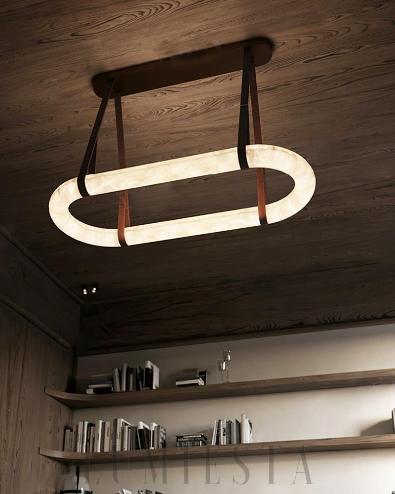 Aurelia - lampa wisząca w stylu nowoczesnym ovalna z alabastru