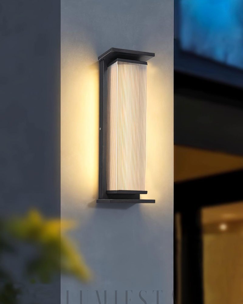 Nowoczesna prostokątna lampa ścienna do ogrodu czarna LED