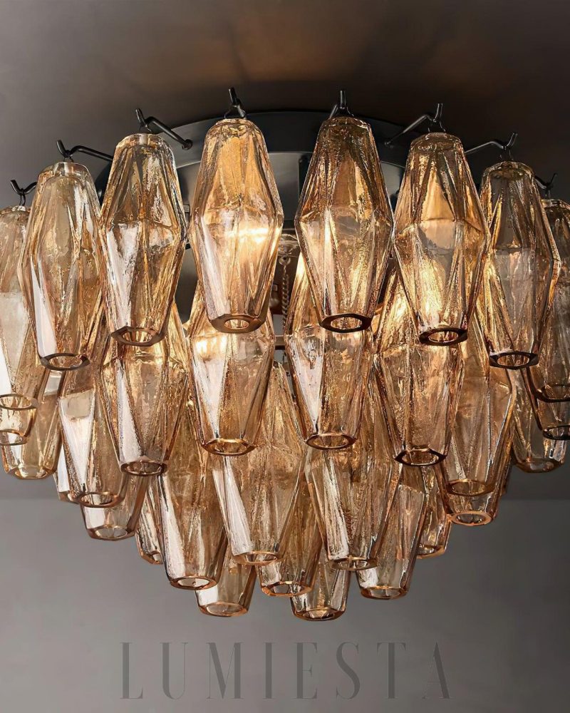 Lampa sufitowa Chara Glass 17 przezroczysta mosiężna stylowa