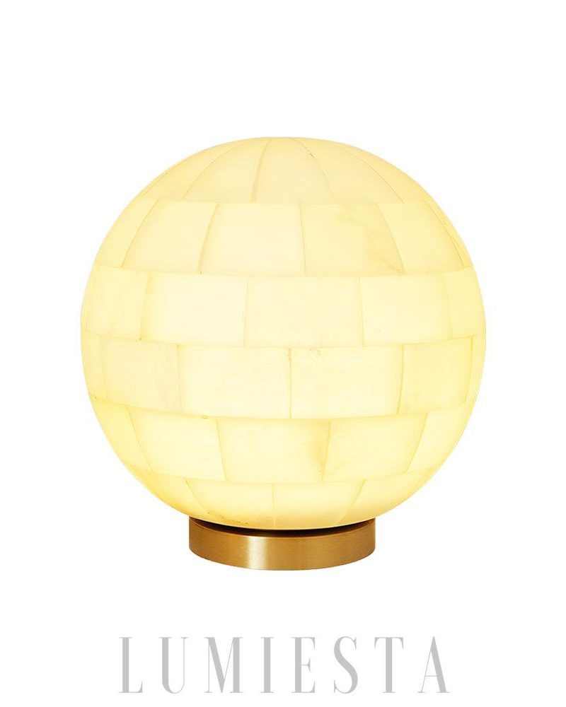 Lampa stołowa kula alabastrowa w mosiężnej podstawie 28cm