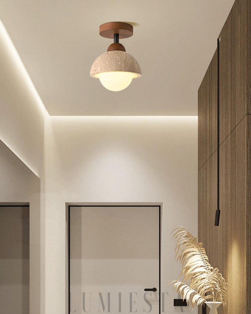 Lampa sufitowa Piedra Travertine w stylu naturalnym 15cm