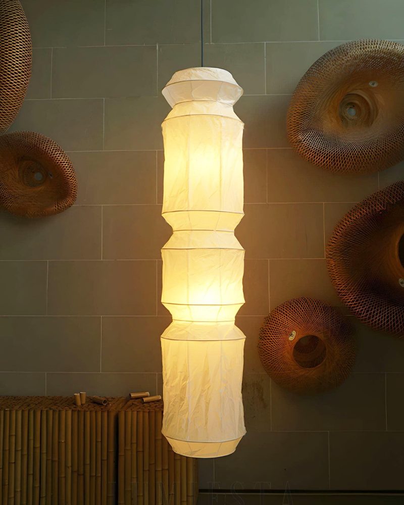 Lampa wisząca Akari L6 z białym kloszem i czarnym przewodem