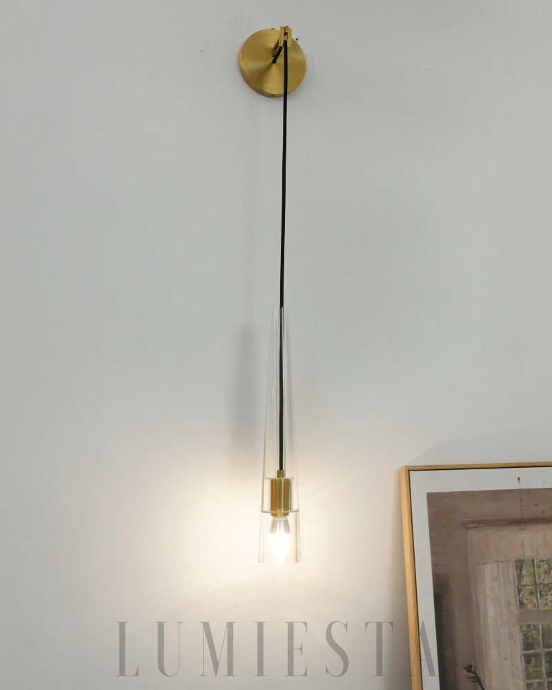 Lampa Ścienna ABNER Kryształowa Mosiężna 12cm Elegancka