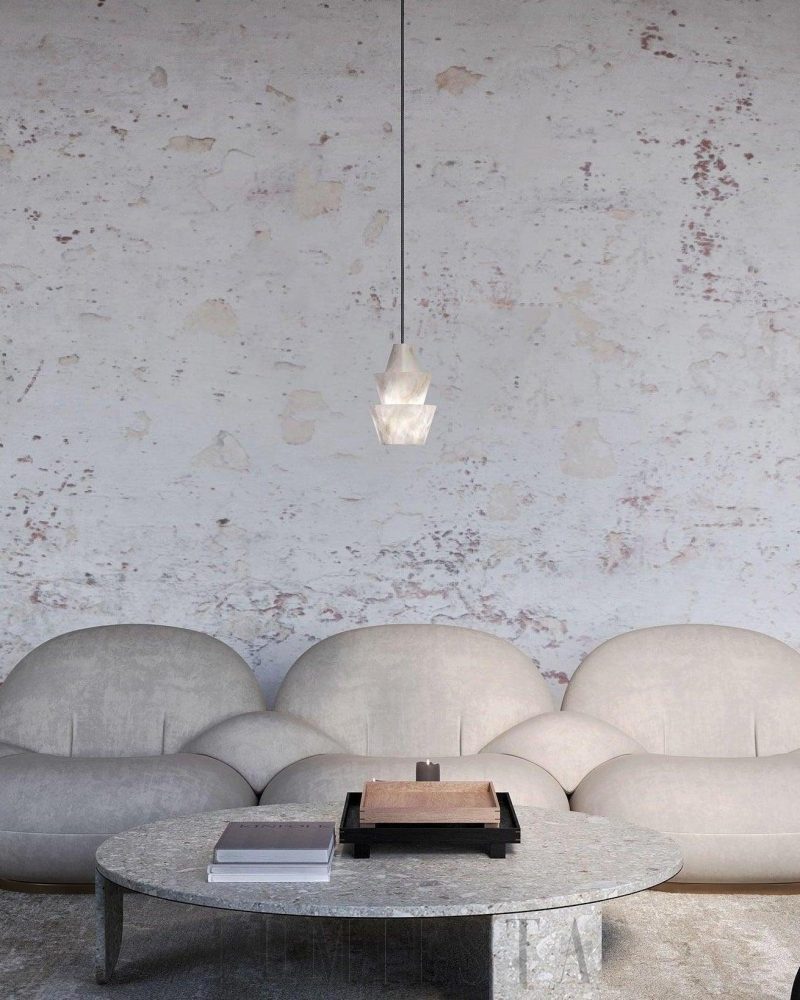 Lampa wisząca koniczna z alabastru nowoczesny design 15cm