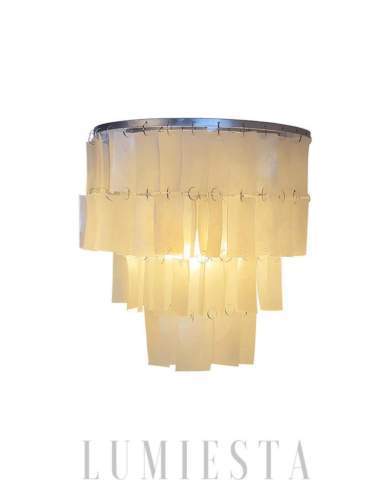 Lampa ścienna Skye z warstwowym wzorem w kolorze srebrnym i białym