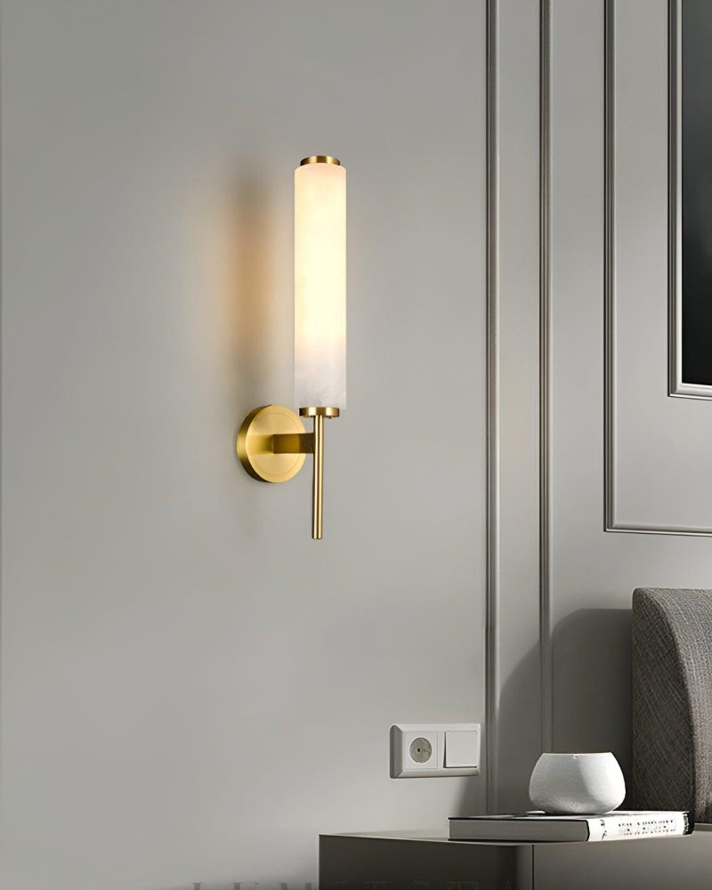 Lampa ścienna Brindisi Alabaster w stylu świecy biała złota